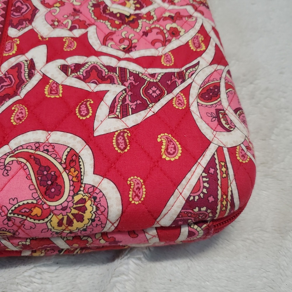 Vera Bradley Red Pink White Floral Quilted Hard Laptop Purse Strap Bag Case - Picture 3 of 12